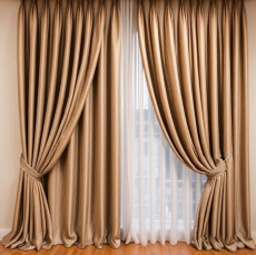 thick, layered curtains, double curtain rail