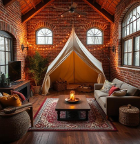 tent inside living room
