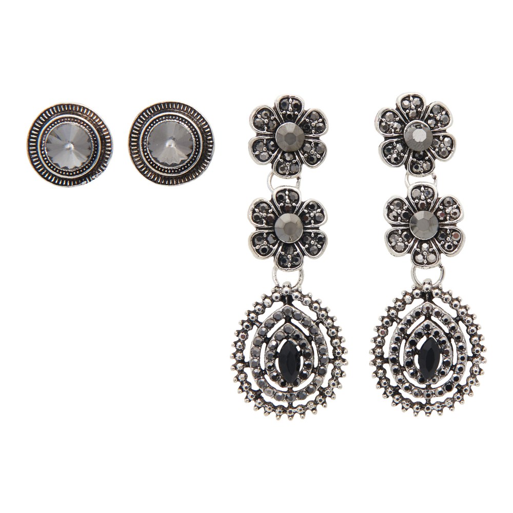 Earring Jewellery LW - LDS 2pk Antique Anthracite Earring