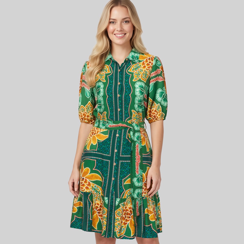 Cath.Nic Smart Casual Dresses - Ladies 3 or 4 Sleeve Border Print Woven Dress
